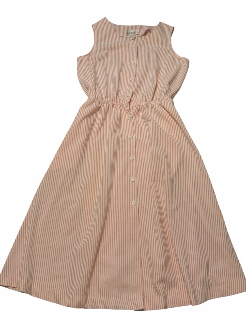 Vintage 80s y2k Sue Brett summer flowy fit flare Front button maxi midi Dress 12 - Picture 2 of 7